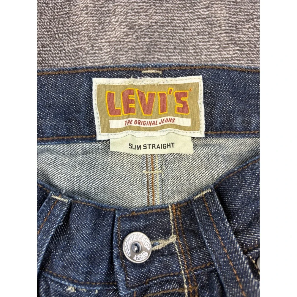 Levi's The Original Jeans Mens 32x34 Blue Slim Straight Dark Wash Denim